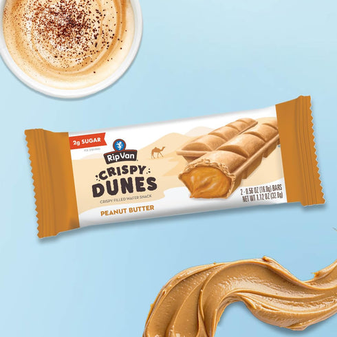 80 12 Pack Crispy Dunes Peanut Butter Wafer Sticks Low-Calorie Snack with Peanut Butter Cream Filling, Calories