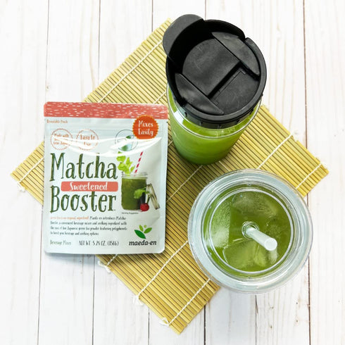 240g 3 Pack 27142 3pk MAEDA-EN Matcha Booster Sweetened Green Tea Powder Japanese Origin Resealable Pouch for Latte