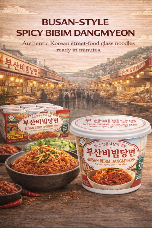 Wang 5 Surasang Spicy Bibim Dangmyeon Glass Noodles - Korean Sweet Potato Instant Noodles with Spicy Sauce, Gluten-Free