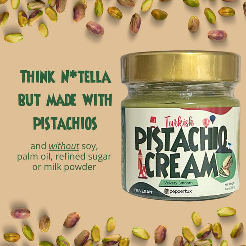 (7 oz) Peppertux Pistachio Butter Spread Vegan, Gluten-Free, High-Protein Nut Butter for Desserts, Ice Cream, Cookies