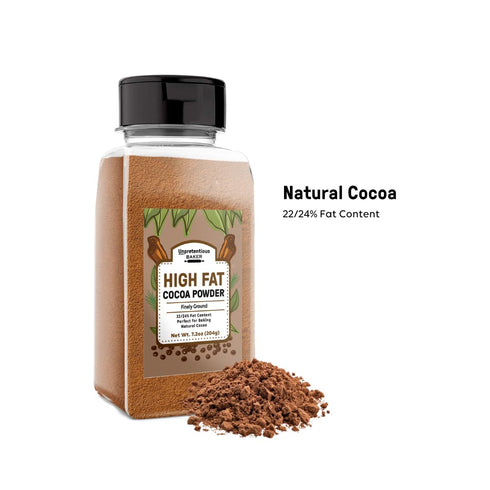 22-24% (7.2 Unpretentious High Fat Cocoa Powder, Smooth & Natural, Fat Content, Baking Essential Ounce)