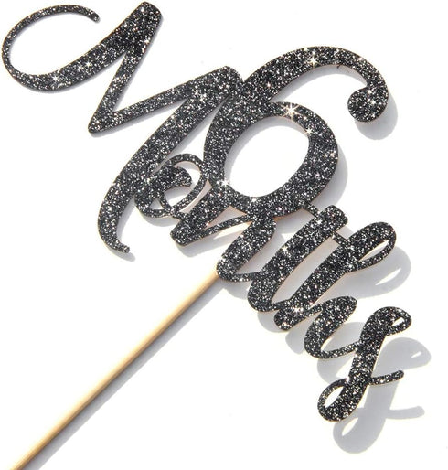 6 Months Black Glitter Cake Topper, Baby 1/2 Birthday Decorations, Baby Shower Party Cake Topper.