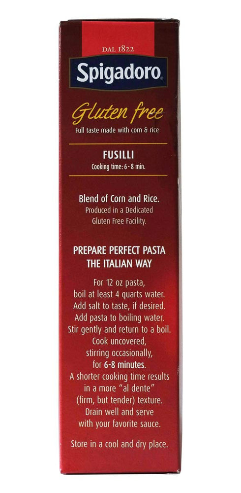 Spigadoro 340 12 Pack 4 Fusilli Gluten-Free Italian Pasta | Gram | Ounce |