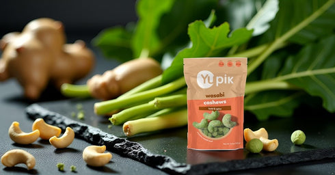 5.8 Oz, Yupik Wasabi Cashews, Intense Spicy Snacks, Crunchy Cashews, Wasabi Flavored Shell, Asian-Inspired Snacks
