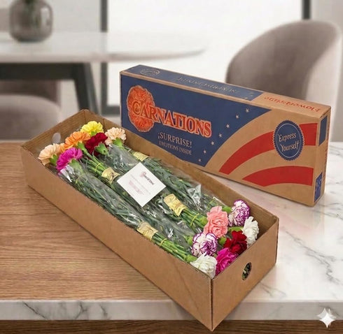 50 Pack FlowerPrime Mother's Day Carnations - Fresh Natural Cut Flowers Special Holiday Variety