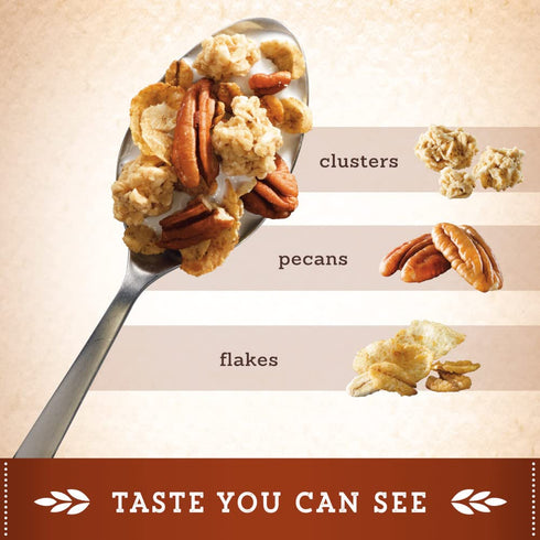 Great Grains 16 oz Crunchy Pecans Breakfast Cereal for Adults, Crispy Flakes and Granola Clusters, Non-GMO, Heart