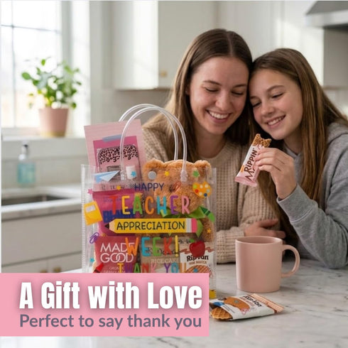 Package Set Eli & Val Teacher Care with Organic Sweet Treats and Snacks Includes Candy, Lip Balm, Greeting Card