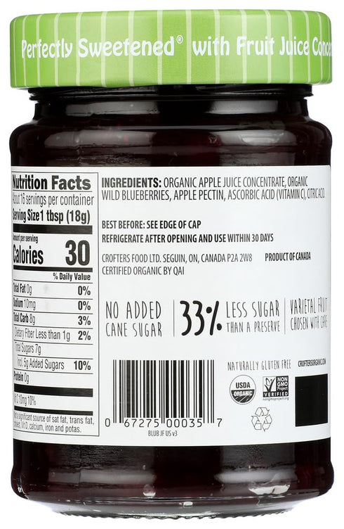 10 (Pack 6) Crofter's Organic Wild Blueberry Fruit Spread, Ounce