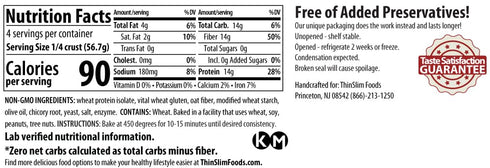 8oz, 2pack ThinSlim Foods Zero Net Carb Pizza Crust | Keto | Low Carb | High Protein | Thick Crust