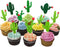 Cactus Cupcake Toppers, Summer Hawaii Theme Party Favors, 24PCS for Birthday Supplies