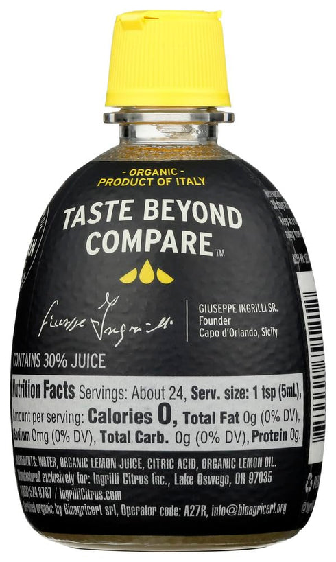 Ingrilli 4 Oz (Pack 12) Organic Lemon Squeeze, Fl Bottle