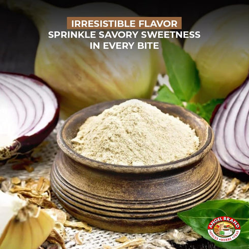 18 oz Packaging. Angel Brand Onion Powder Bottle Premium Ground Onion Seasoning for Cooking, Sauces, Marinades, and Dry