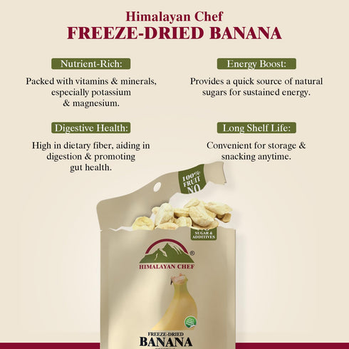20g/EACH 10 Himalayan Chef Freeze-Dried Fruit, Freeze-Dried Banana Crisp, Bags | Healthy Snacks, Organic Fruits Snacks