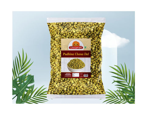 GHOTARAM Snack-350g*1Pack Roasted Namkeen Podhina Dhaniya Nimbu Chickpeas Split, Chatpata Roasted Bengal split gram