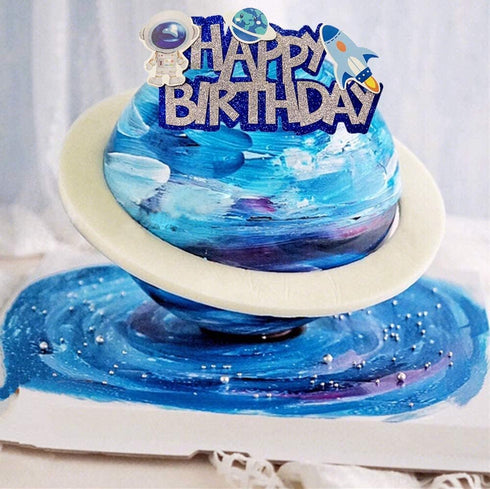 JeVenis Space Birthday Cake Topper, Cupcake & Rocket Decoration, Astronaut Cake Decoration