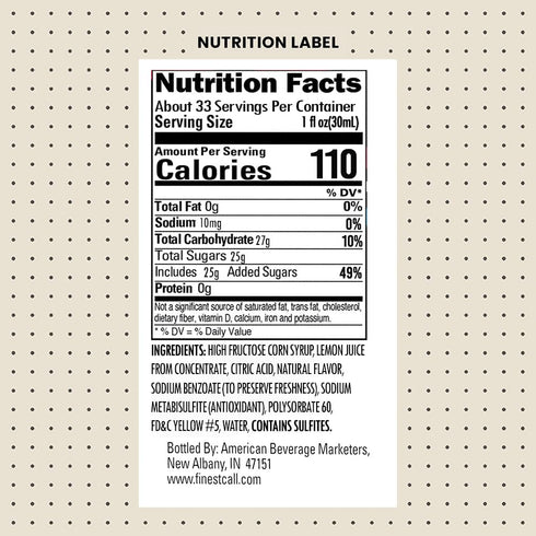 1 (33.8 Oz), Pack 3 Finest Call Premium Sweet & Sour Concentrate Drink Mix, Liter Bottle Fl