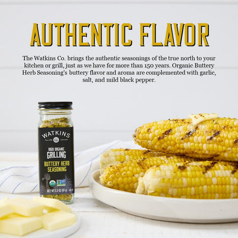 Watkins 1868 Organic Grilling Buttery Herb Seasoning, 3.3 oz, Pack of 1