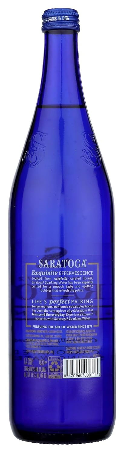 28 Oz Saratoga Sparkling Water Bottles - Carbonated Spring Bottled Water - Glass Bottles - Fl