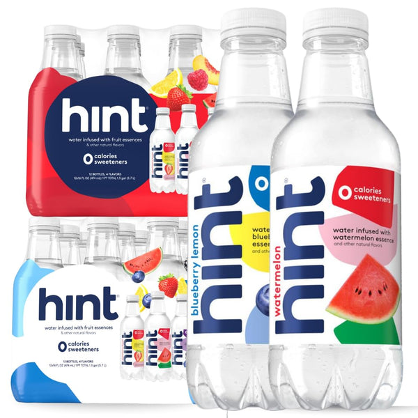 Hint Bottled Water, Red & White Variety Pack Bundle - Purified Flavored