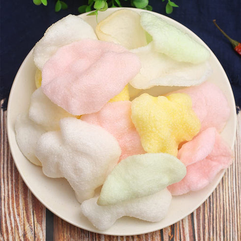 JTEDZI 6.35 oz 180g, Pack 1) Uncooked Prawn Chips / Colored Shrimp Chips Snack, Prawn Crackers, Shrimp Chips Uncooked