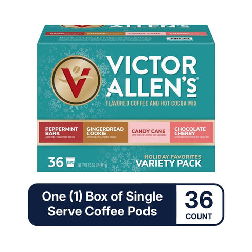 Pack, 36 Count, Victor Allen's Coffee Holiday Favorites Coffee & Hot Cocoa Mix Variety Single Serve K-Cup & Coffee Pods