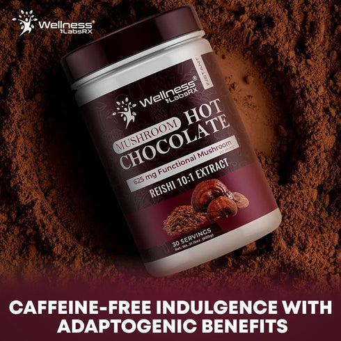 10:1 30 Mushroom Hot Chocolate Powder with Reishi Extract, Hot Cocoa Powder Caffeine-Free Mushroom Coffee Alternative