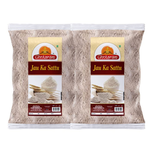 GHOTARAM Home Made' Barley Jau Sattu, Roasted Jau Dhani Flour, Organic Barli, Jav