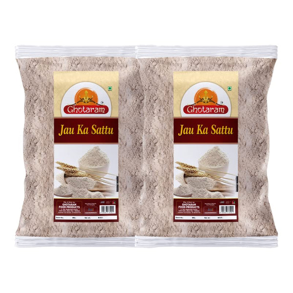 GHOTARAM Home Made' Barley Jau Sattu, Roasted Jau Dhani Flour, Organic Barli, Jav