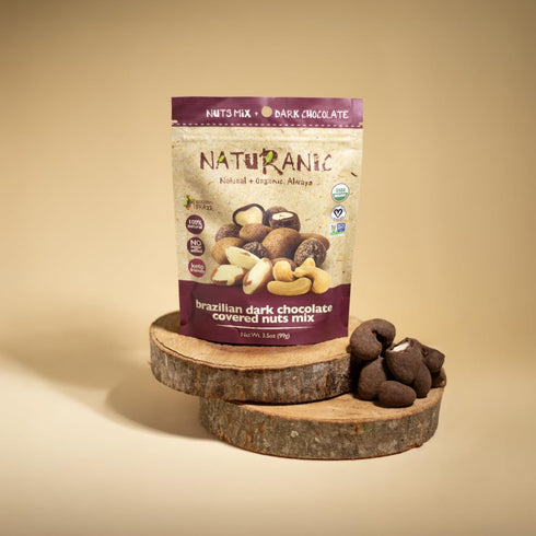 Pack 2 Naturanic Brazilian Dark Chocolate Covered Nuts Snack, No sugar, Keto friendly, Net Carb Zero, All NAtural