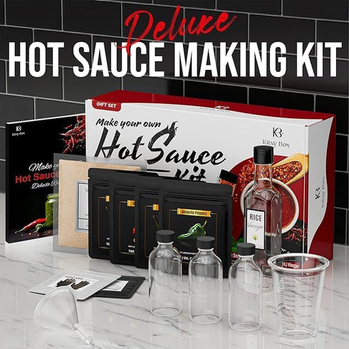 Set, 16+ 4 Gourmet Hot Sauce Making Kit, Unique Gift for Men, Fun DIY Cooking Kit, Make Your Own Hot Sauce Gift Makes