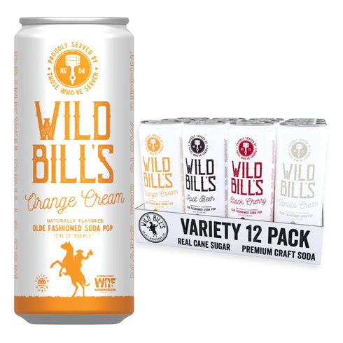 Wild Bill's 4 Flavor Craft Soda Soft Drinks Variety Pack, Root Beer,