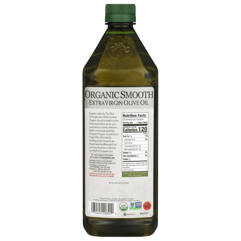 32 oz Pompeian Smooth Organic Extra Virgin Olive Oil - fl - First Cold Pressed Olive Oil for Cooking - Smooth Taste