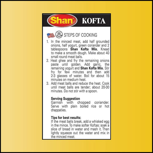 Shan - Kofta Seasoning Mix (50g), Spice Packets for Meat Balls in Spicy Curry
