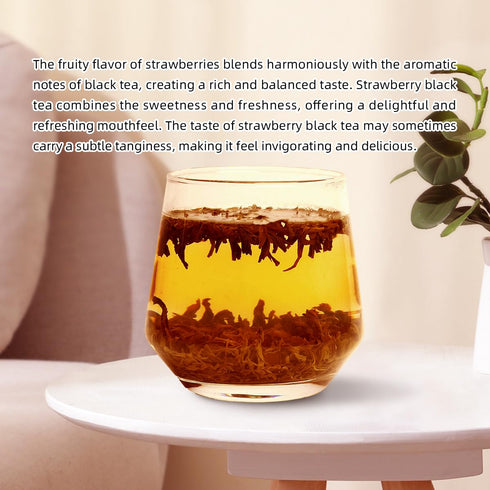 100% HANFANGLING Strawberry Black Tea, Natural Loose Leaf, Blend Of Strawberry Fruit And Black Tea Aroma