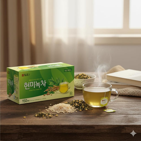 150 (1.5g Damtuh Korean Brown Rice Green Tea Roasted Genmaicha Blend, Nutty & Refreshing Flavor, Tea Bags each)