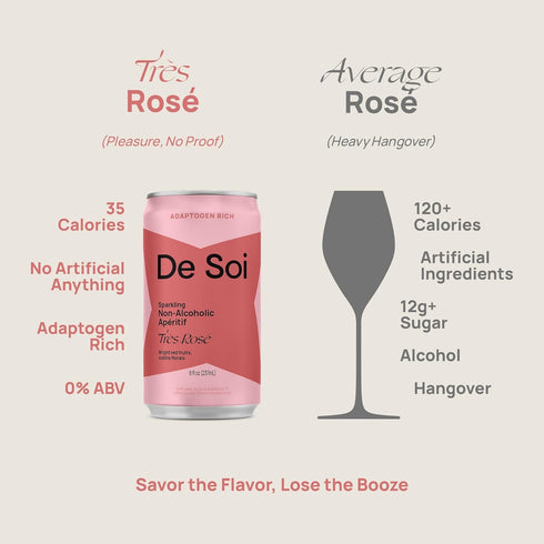 4-Pack (8 oz) Pack De Soi Trs Ros Non-Alcoholic Drinks fl Variety - Ready to Drink Beverages, Alcohol Free Alternative