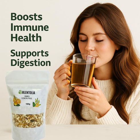BLENTOLIA 100% 160g Dried Lemon Peel Natural, Sun-Dried, Zesty Lemon Flavor Ideal for Herbal Teas, Baking, Cooking