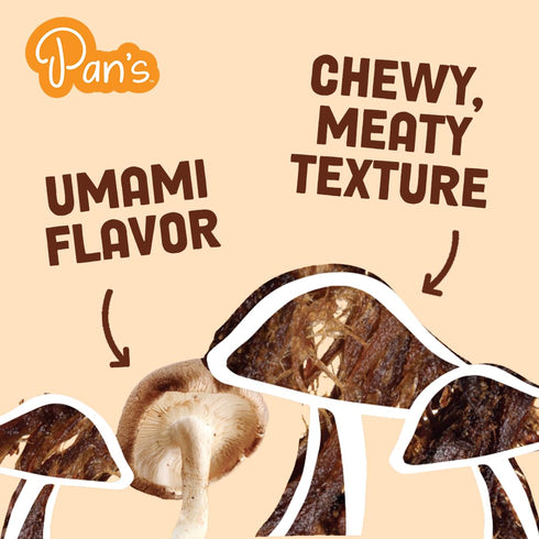 (2.2 Pack 1) Pan's Mushroom Jerky, Organic, Vegan Snacks, Dried Mushrooms Shitake, Plant based Jerky, Meatless Jerky