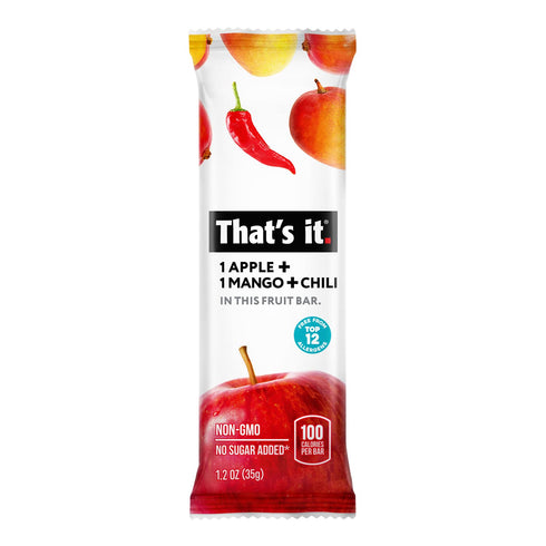 100% (12 Packs) That's it. Apple+Mango+Chili Natural Great Tasting Real Dried Fruit Bar, Vegan, Gluten Free, Paleo