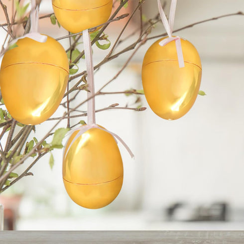 inheming 6 PCS Gold Eggs, Empty Plastic Easter Eggs, Fillable Eggs for Candy, Chocolate, Money and Stuff, Easter Egg
