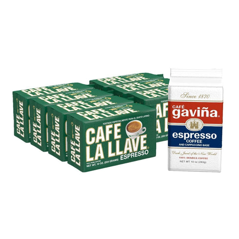 Cafe La Llave Cuban-Style Espresso Dark Roast Ground Coffee, 8-Pack, 10 oz