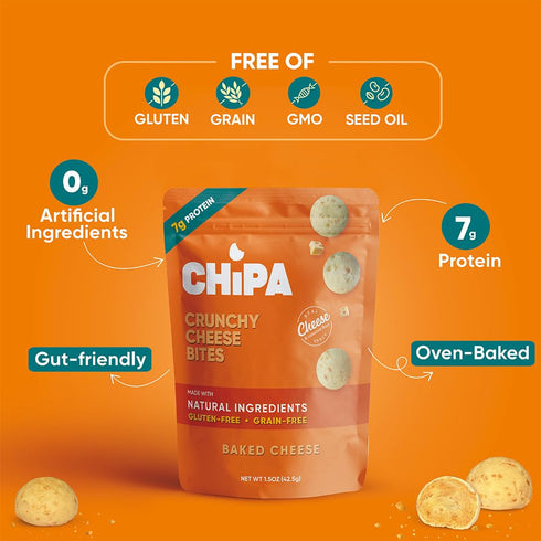 CHiPA (7g (6-Pack, 1.5oz Gluten-Free Cheese Snacks Inspired by Latin Cheese Bread Made with Cassava & Real Ingredients