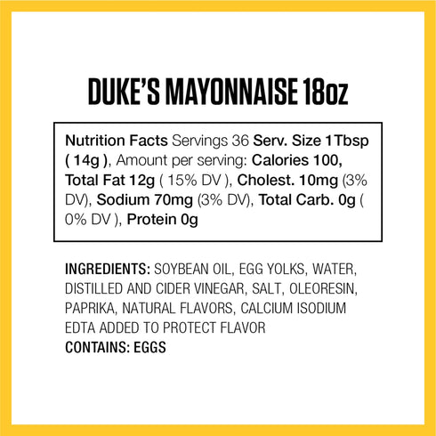 18 (Pack 1) Dukes Real Mayonnaise Squeeze Bottle - Original Smooth & Creamy Taste, Ounce
