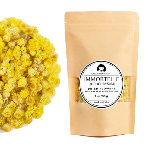 GRIGORIAN GOURMET Immortelle (Helichrysum Pallasii) 1 OZ (30g) Dried Flowers Loose Herbal Tea |