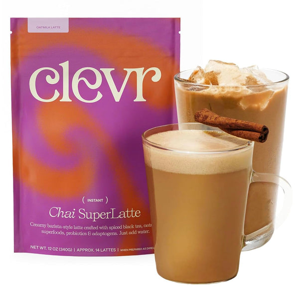 Clevr Chai Tea Latte, Instant Superfood Powder Blend with Lions Mane, Reishi