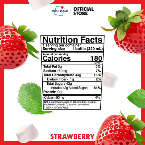 6 Pack 10.82 oz Mogu Mogu Strawberry Juice Drink with Nata de Coco (Coconut Jelly) Chewy Fruit Beverage for Kids