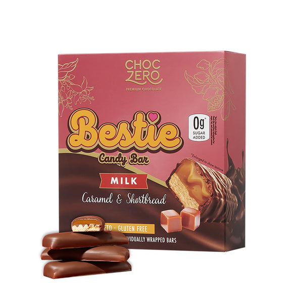 ChocZero Milk Chocolate Caramel & Shortbread Candy Bars No Added Sugar, High
