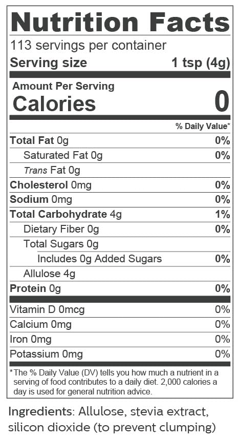 1:1 0 0 (1 lb 16 oz) So Nourished Stevia with Allulose Sweetener Powdered - Sugar Substitute, Keto - Calorie, Net Carb