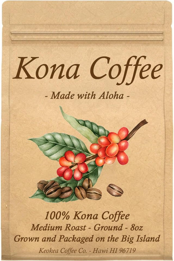 Keokea Coffee Co. 100% Kona Coffee - Ground - Medium Roast - 8oz - Farm