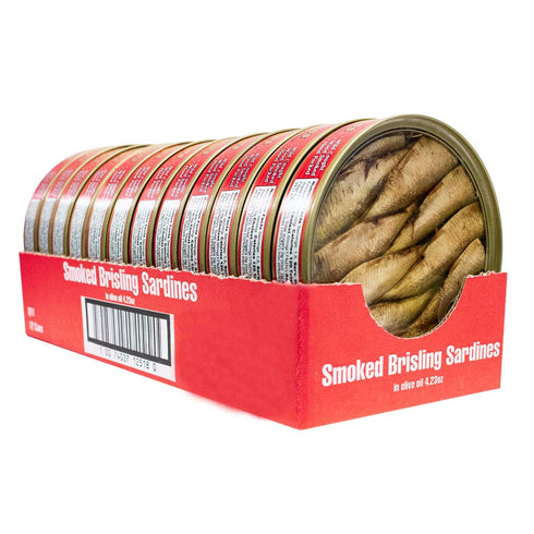 4.23 Oz Pack 12 MW Polar Brisling Sardines, Smoked In Olive Oil,